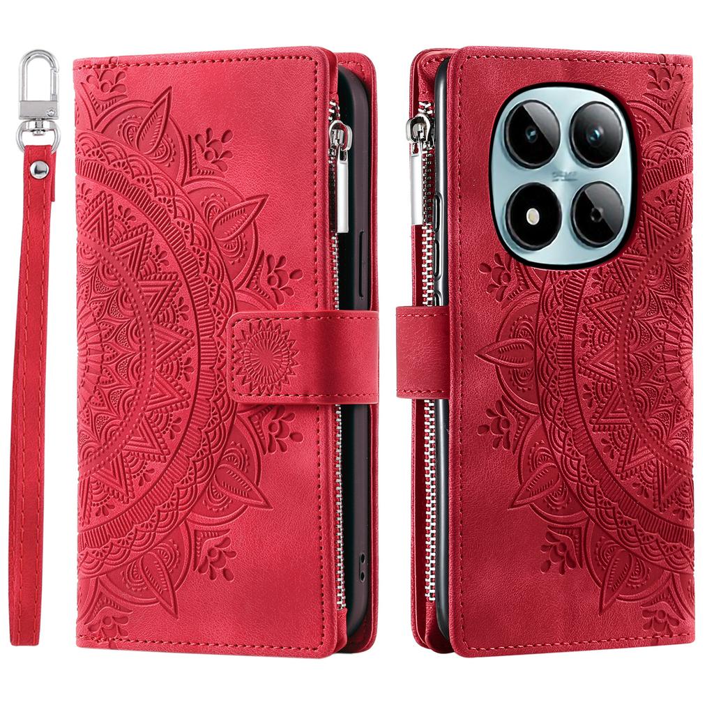 For Xiaomi Redmi Note 15 Pro 4G (Global) Wallet Case Mandala Flower Pattern PU Leather Phone Cover with Wrist Strap