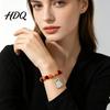 Handmade Beaded Elastic Wristbands Halloween Bracelet for Women Orange Black Beads Stretch Ghost Jewelry with Charm Stackable Holiday Accessory