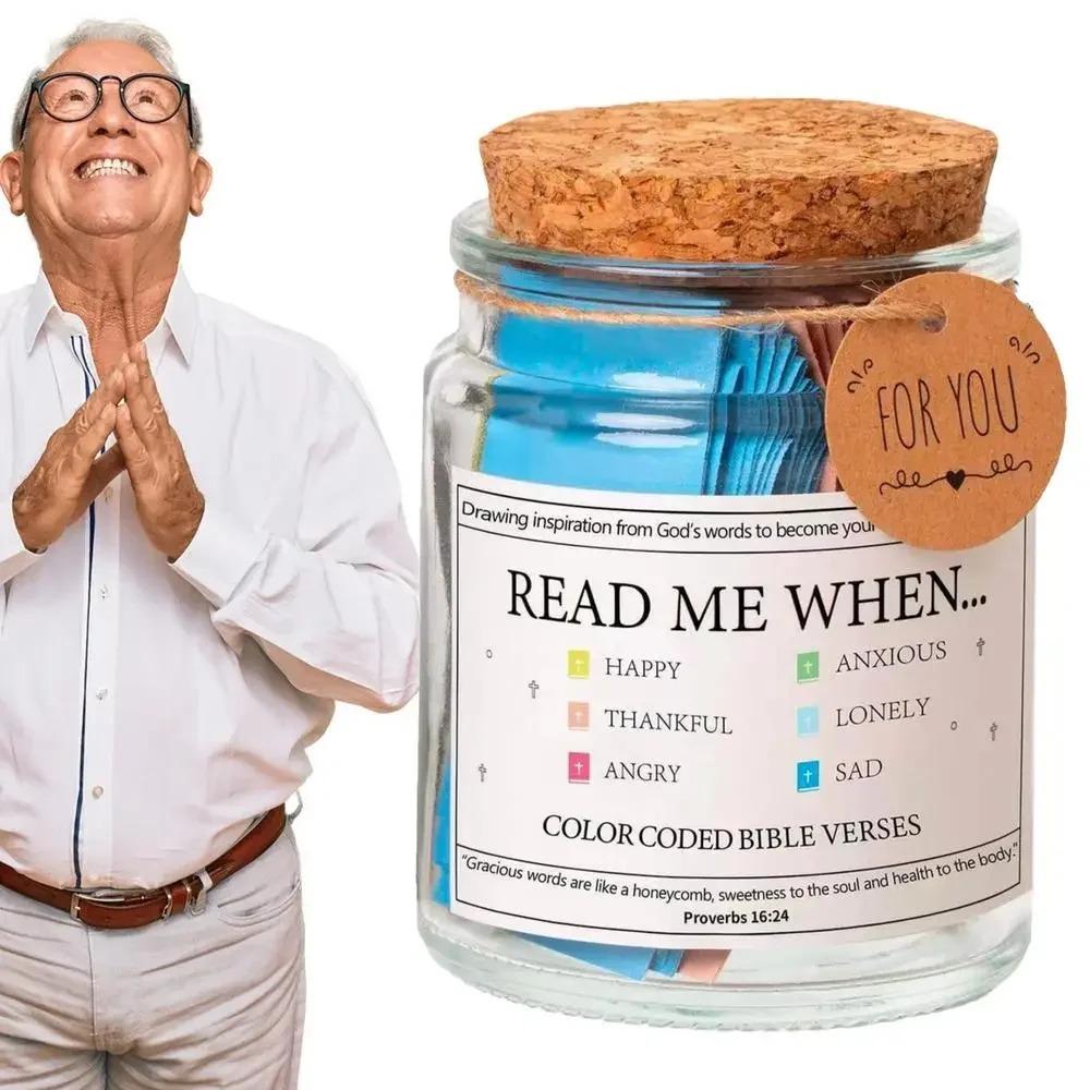 Versets Bibliques dans un Pot, Pot de Stockage de la Parole de Dieu, Versets Bibliques Colorés Gratitude & Bénédictions Chrétien, Avec Boîte Cadeau