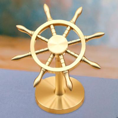 Ship Steering Wheel Boat Sculpture Decor Symbol of Luck Resin Statue Nautical Rudder Figurine