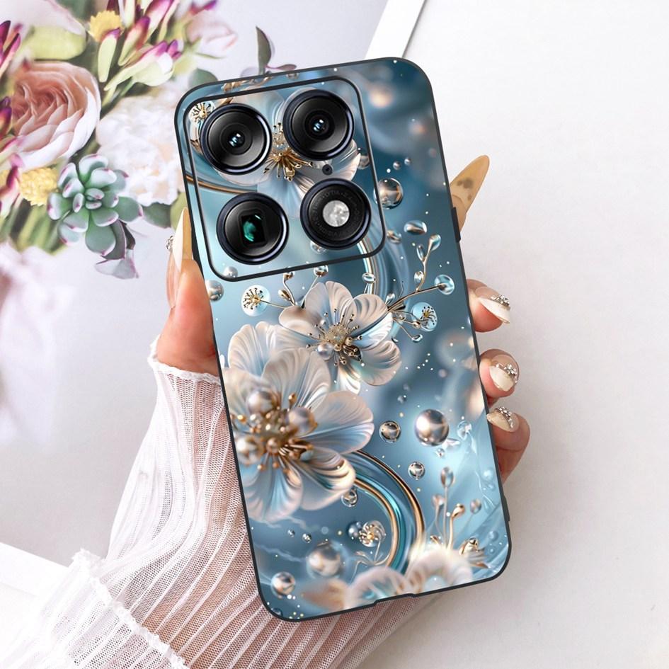 For Motorola Signature 2026 Case Popular Flower Marble Painted Cover Soft Silicone Black Phone Shell For Moto X70 Air Pro Fundas