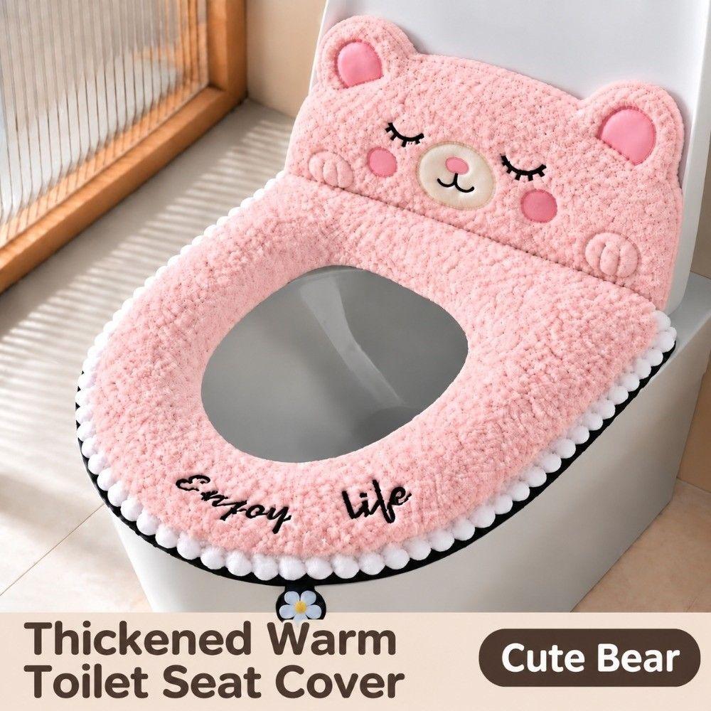 Faux Cashmere Toilet Seat Cover Thickened Plush Toilet Seat Pad  For Bathroom Toilet Autumn Winter