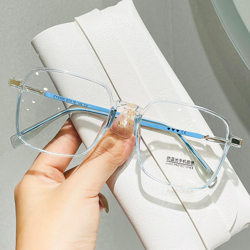 Sunglasses women's high-end square photosensitive color-changing sunglasses women's plain anti-blue myopia glasses Finished reading glasses