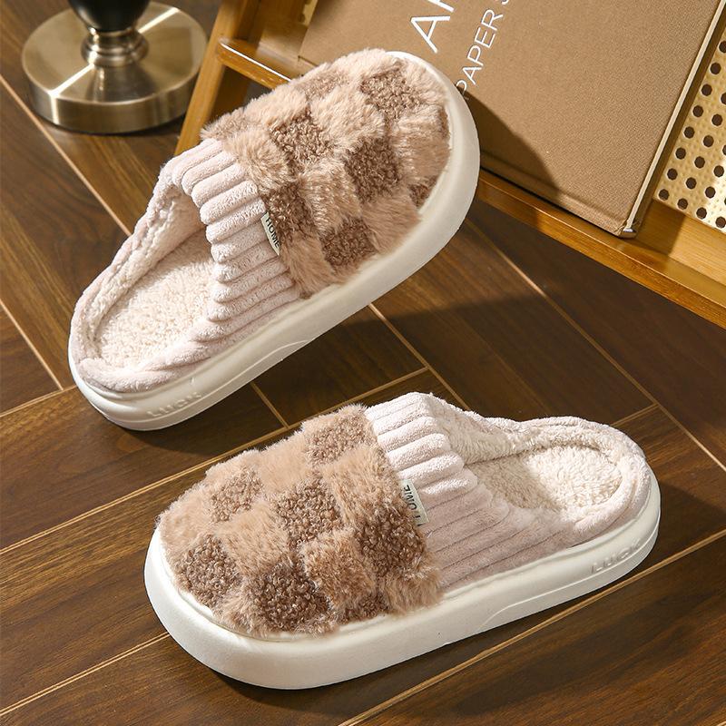 Cotton Slipper Women'S Non-Slip Plus Cashmere Warm Month Slipper Indoor Home Men Cute Fluffy Cotton Mop