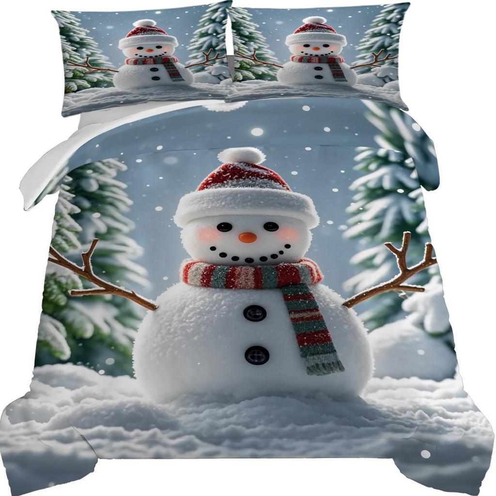 Dynetrekk trykket med juledekorasjon Supermyk børstet mikrofiber Dobbeltseng Komfortabelt sett med glidelåslukking og 2 putetrekk