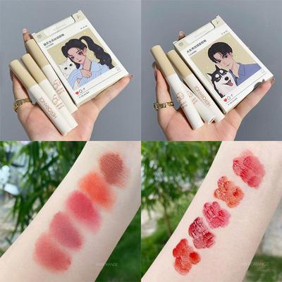 5Pcs Zigarette Lip Gloss Set Matte Rot Farbton Lippen Langlebige Wasser Spiegel Lip Glasur Wasserdicht Lippenstift Kit Make-Up großhandel