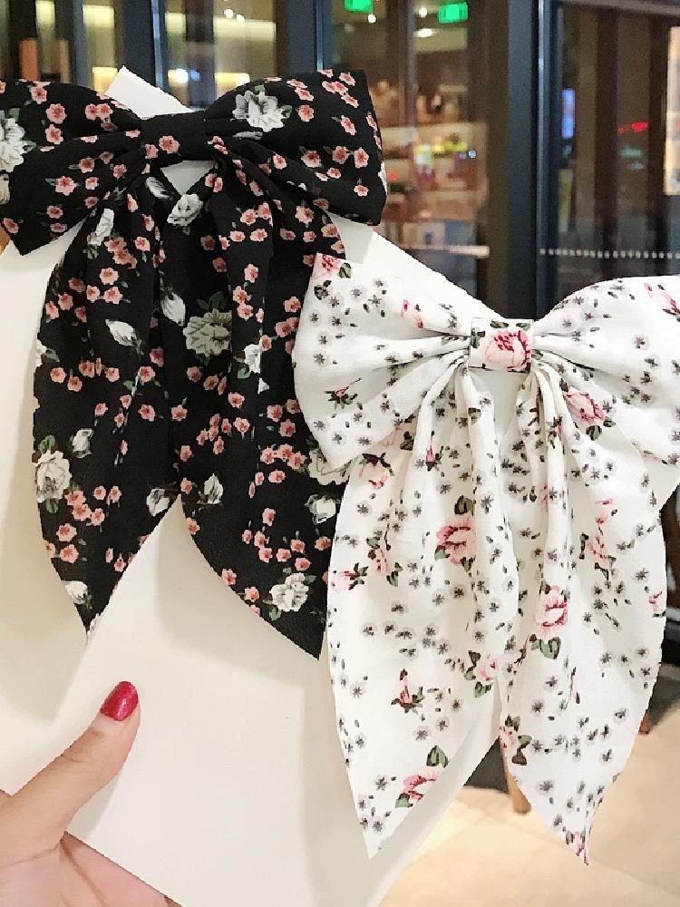 1 artistic style big bow hair clip Female small floral fresh bow back head duck beak clip hair clip