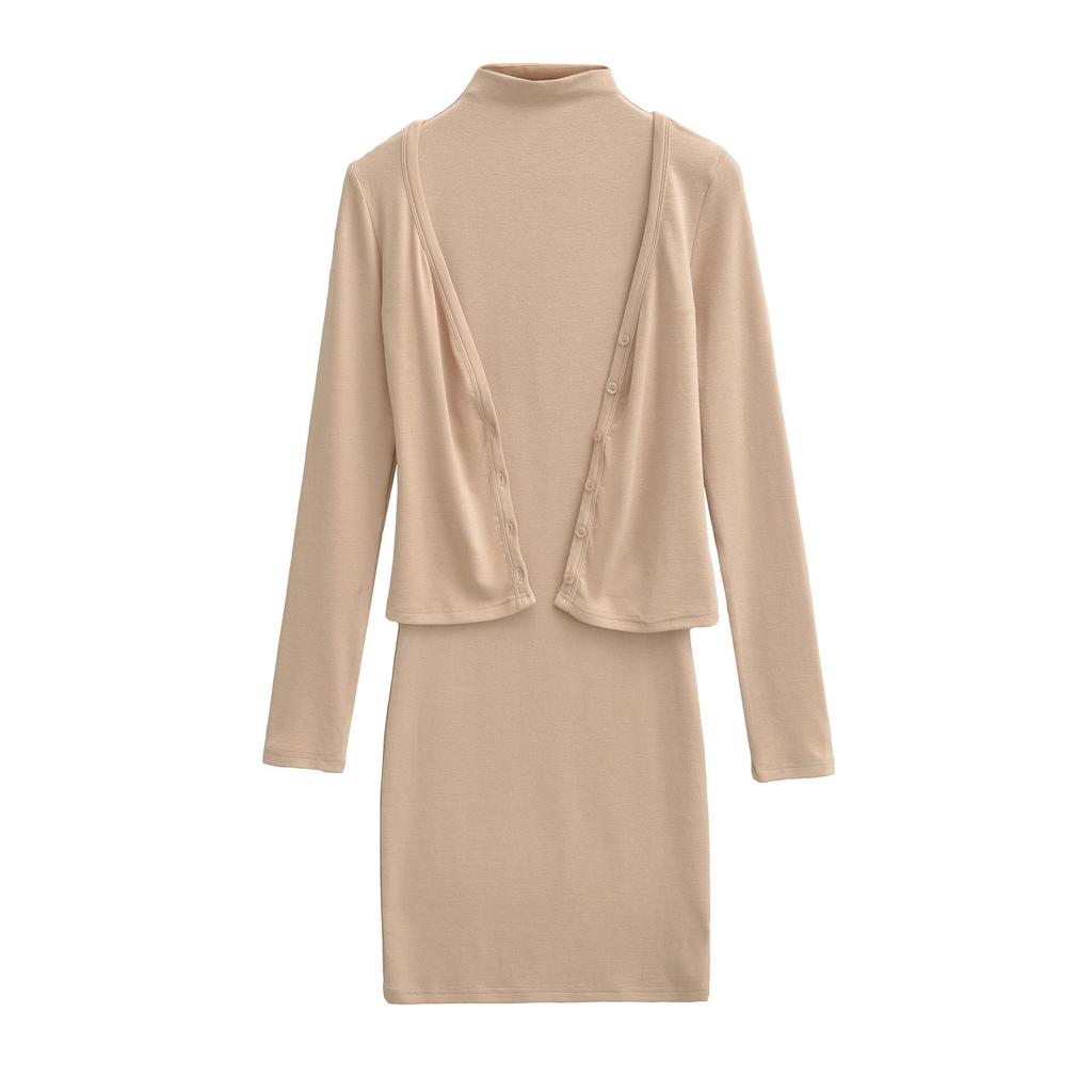 Spring 2026 Women's Spicy High-Waisted Sleeveless Bodycon Dress & V-Neck Cardigan Two-Piece Set