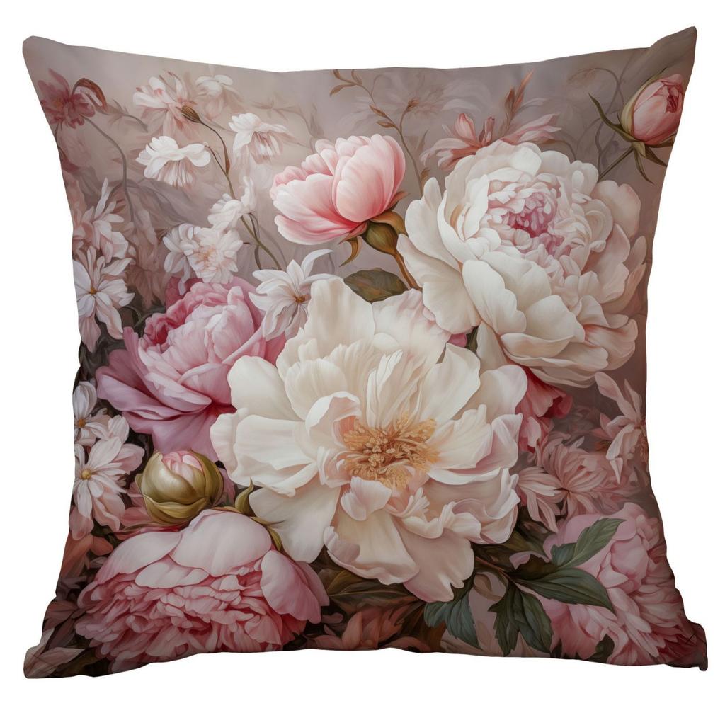 New Retro Old Peony Flower Pillowcase Home Sofa Cushion Pillowcase
