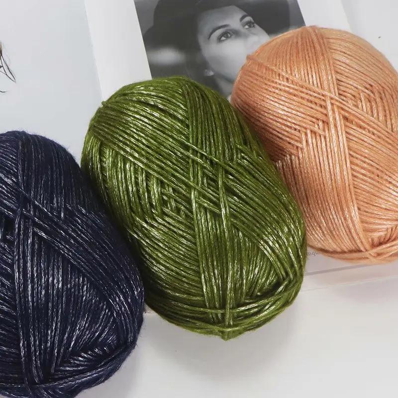 1Pcs 95gCotton Yarn Ball, Long Staple Cotton, Shiny Silk Thread, Hand Knitted Scarf, Hat, Jacket, Base Sweater