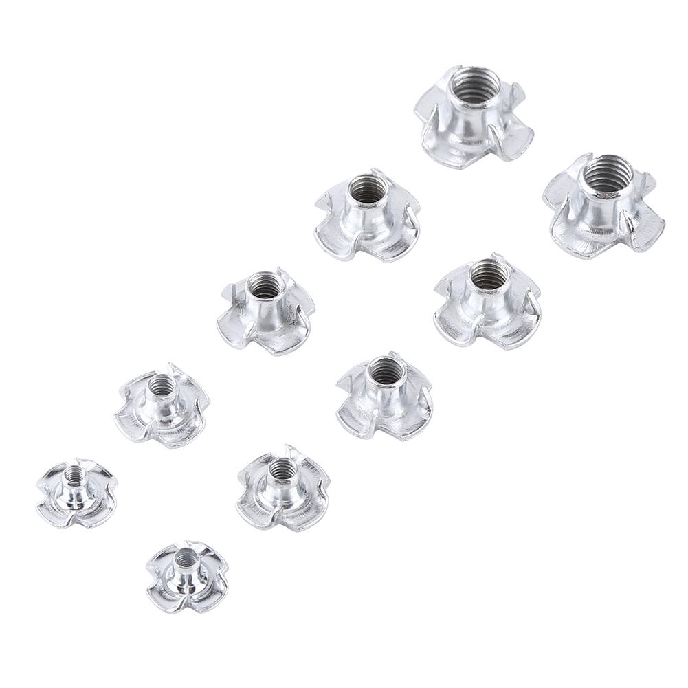 90pcs Carbon Steel M3 M4 M5 M6 M8 Four Pronged T Nuts Blind Inserts Nut for Wood Furniture