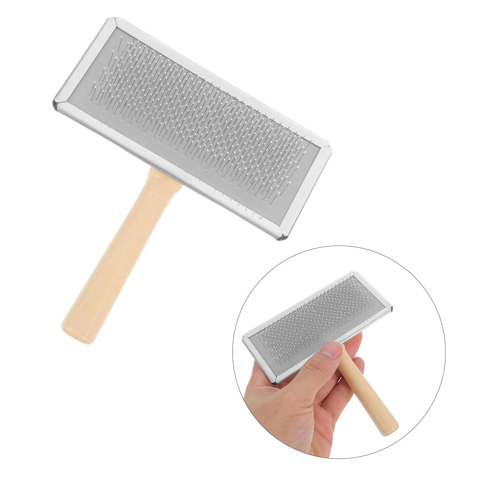 Wool Carders Wooden Hand Carders Needle Felting Tools Slicker Brush Wood Handle Fiber Craft Felt Projects Cat Dog Pet Grooming 13.1X11.6X1.4CM