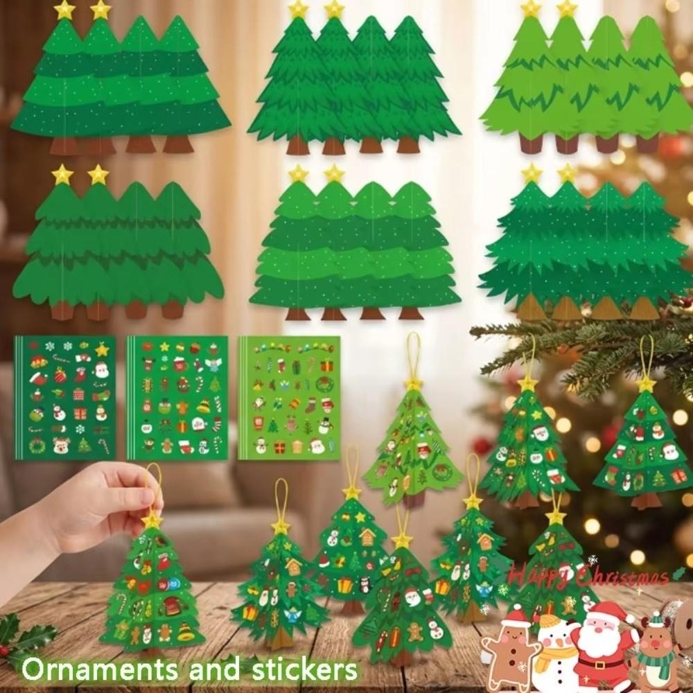 1 Set 3D Christmas Tree Craft Kit Decorative Paper Xmas Tree Hanging Ornaments  Christmas Party