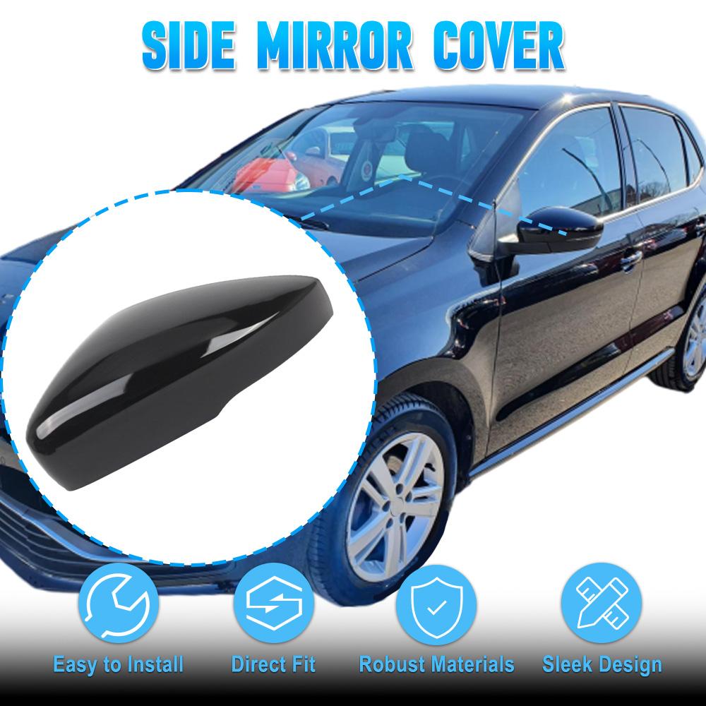 

For VW Polo MK5 2009-2017 Rearview Mirror Cover Housing Glossy Black Side Wing Mirror Cap Replacement Car Accessories 6R0857537B Left Side