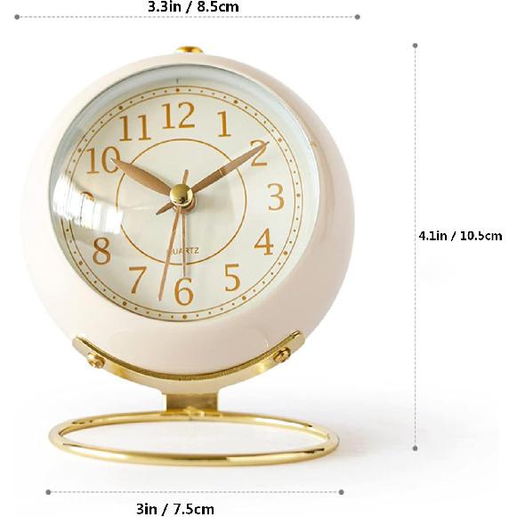 Small Table Clocks, Hongyada Classic Non-Ticking Desk Alarm Clock with Backlight Battery Operated HD Glass for Bedroom Living Room Kitchen Bedside