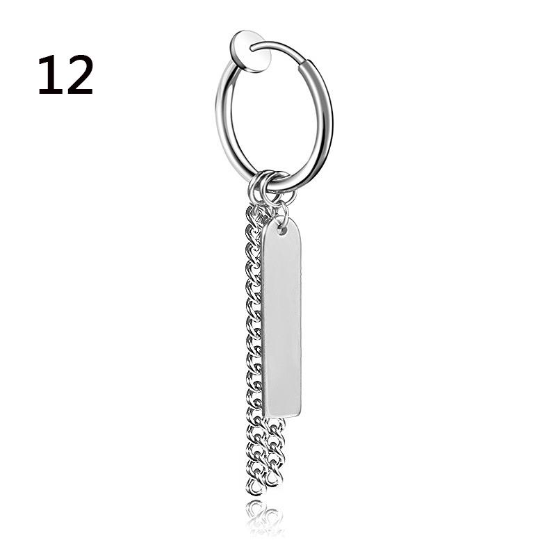 Earrings Simple Gift Women Men Stainless Steel 1 Piece Hipster Personality Fashion Ear Jewelry Tassel Handmade