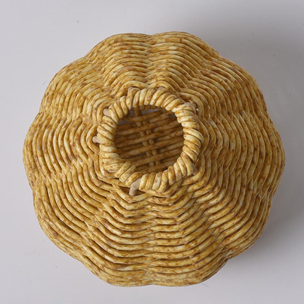 Handwoven Plastic Rattan Vase Hinese Retro Indoor Desktop Creative Home Floral Arrangement Flower Basket Home Decorations