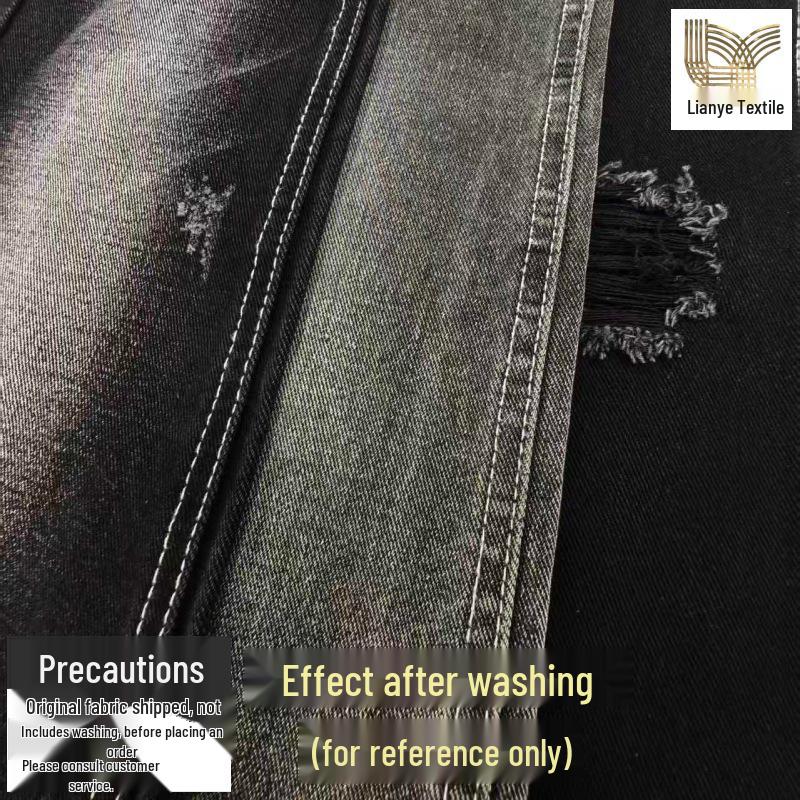 10-Piece Black Non-Stretch Denim Fabric for All-Season Clothing and Pants