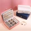 Double Layer Jewelry Box Portable Ring Necklace Earrings Organizer PU Leather Storage Case