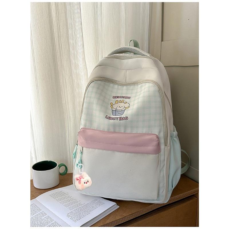 Japanese new high-value, fresh, sweet and sweet plaid backpack, lightweight and large-capacity backpack for junior high school students