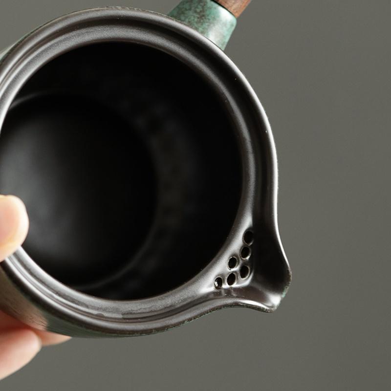 Teiera Nera in Argilla da 200ml con Manico Laterale Set Creativo in Ceramica per Tè Kung Fu