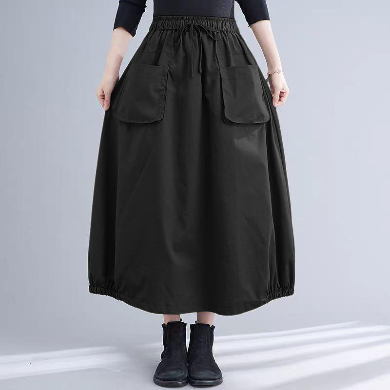 

ZANZEA Женские повседневные юбки миди свободного кроя на резинке для лета 5XL чёрный