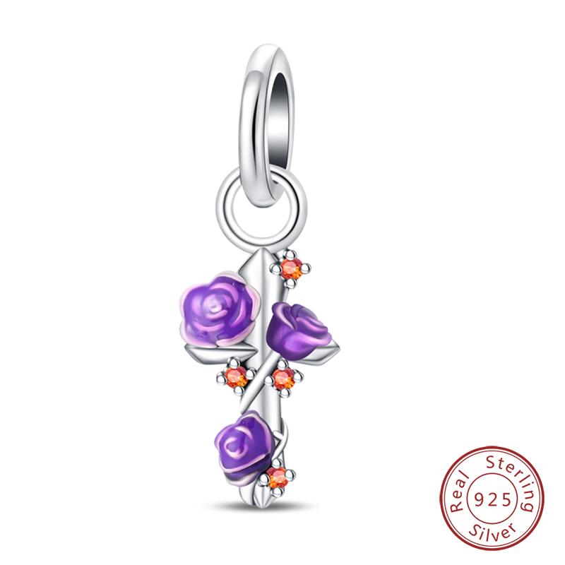 

Purple Series Charms Beads Copper Butterfly Firefly Spirit Snake Charm Fit Original Bracelet Woman Diy Jewelry