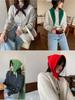 100% Wool Knitted Triangle Perforated Scarf Women's Soft Warm Cross Neck Wrap Fashion Mini Fake Collar  Woolen Neck Cover