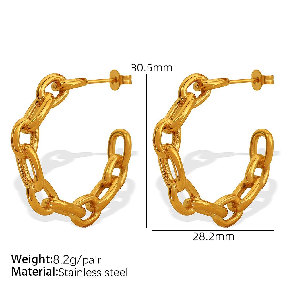 Personalized Exaggerated Chain C-shaped Earrings Titanium Steel Plated 18k Gold Simple and Versatile Titanium Steel Earrings Earrings Women