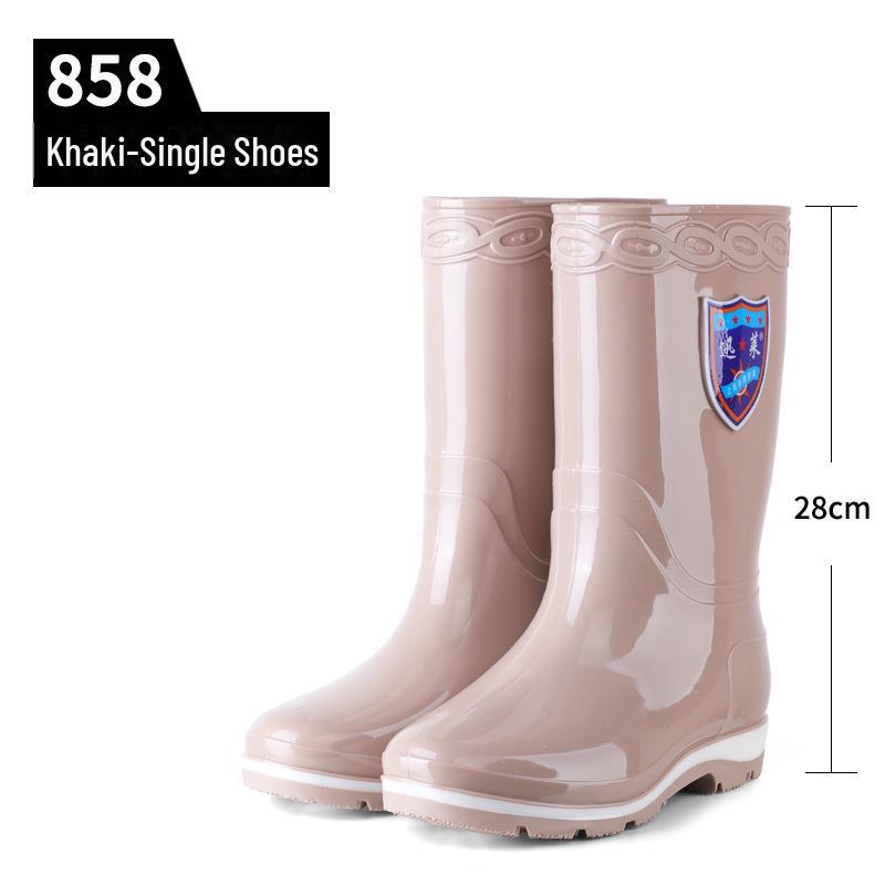 Women's Non-Slip Mid-Tube Rain Boots - Fashionable, Wear-Resistant, Waterproof Footwear for Kitchen and Outdoor Use