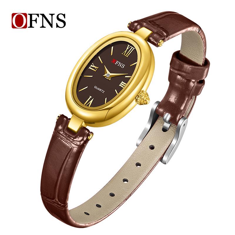 Waterproof Women's Quartz Watch with Solid Steel Band and Simple Oval Design