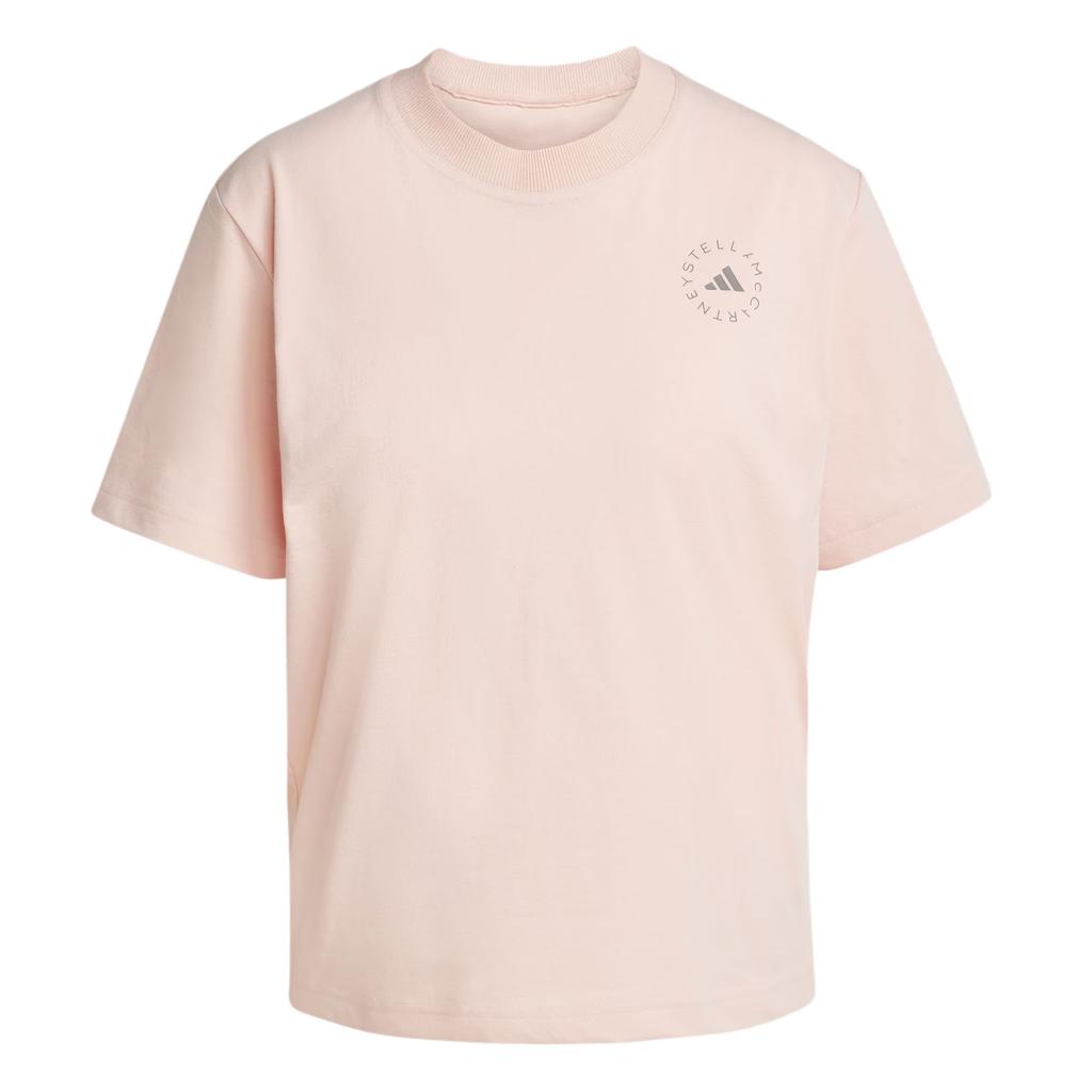 Adidas X Stella McCartney Collaboration Sportswear True Casuals Crew Neck Short Sleeve T-Shirt Women Tops Steam-Pink JI5163