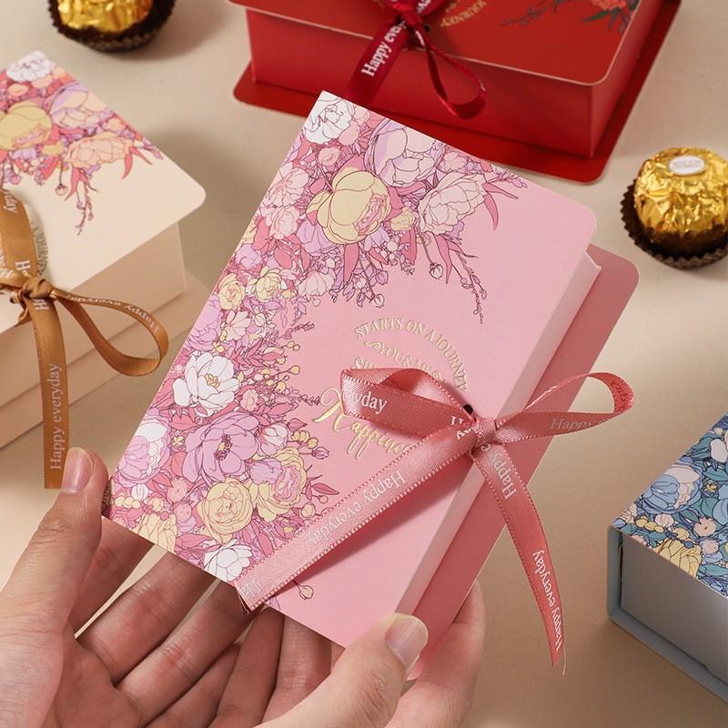 Simple Book Shape Gift Box With Ribbon Paperboard Material Present Packaging Box Diy Candy Packaging Box Wedding Birthday