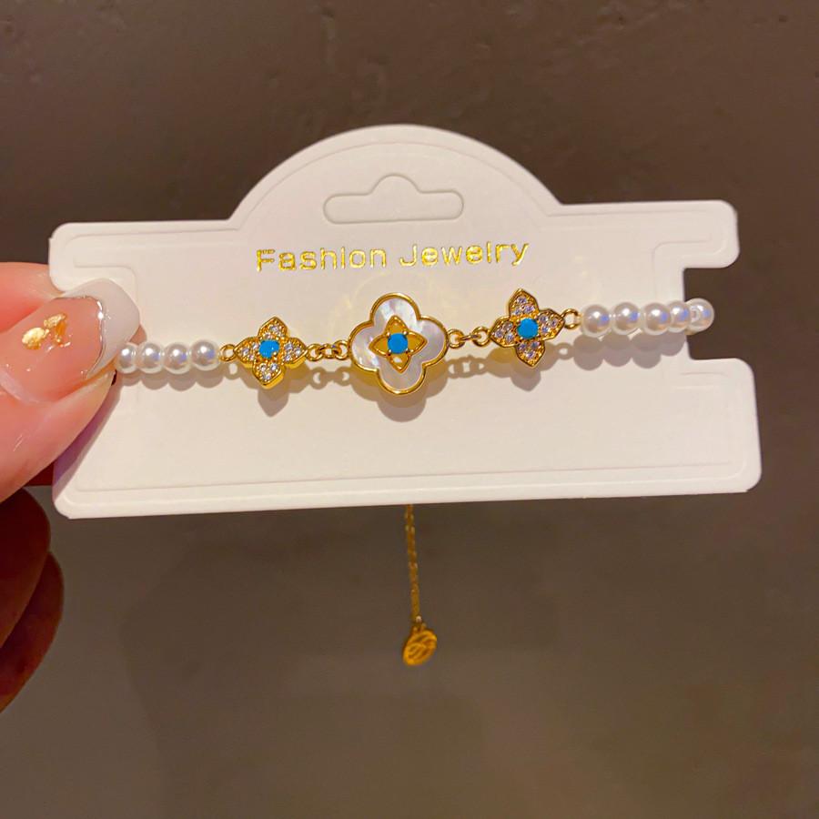 Light Luxury Flower Jewelry Bracelet With Gold Plating And Zircon For Women Gift