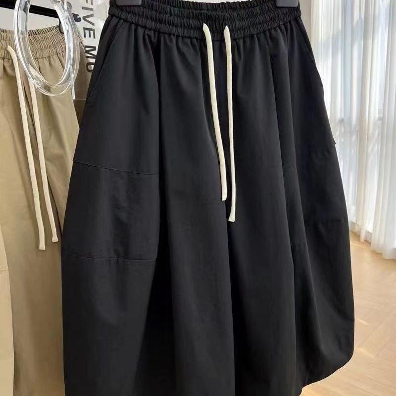 Plus Size A-line Wide-Leg Summer Pants for Women with Elastic Waist and Large Leg Opening