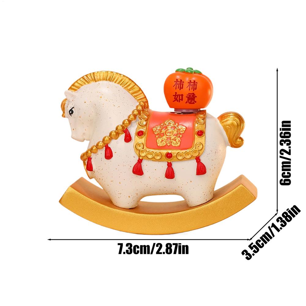 Chinese New Year Horse Figurine Chinese Resin Desktop Figurine Rocking Horse Ornament for Cars Home School Offices Cafes