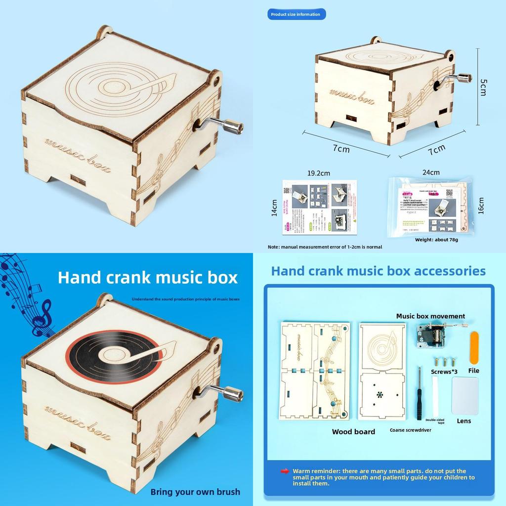 Science Experiment Diy Hand Crank Music Box For Kids Stem Learning Toy Educational Gift