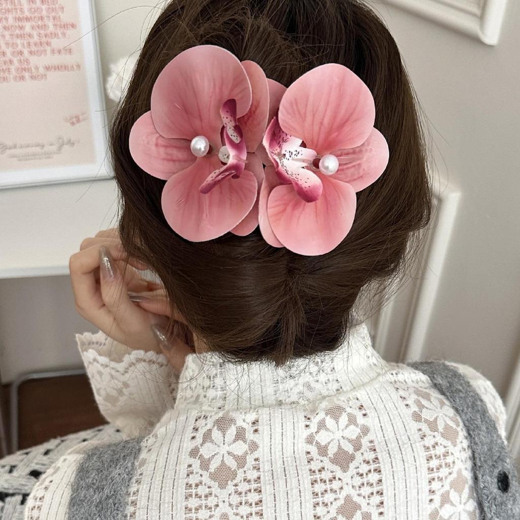 1/2PCS Pearl Orchid Hair Clip For Woman Artificial Flower Hairpins Cute Wedding Party Side Clip Barrettes Hair Accessories Gifts