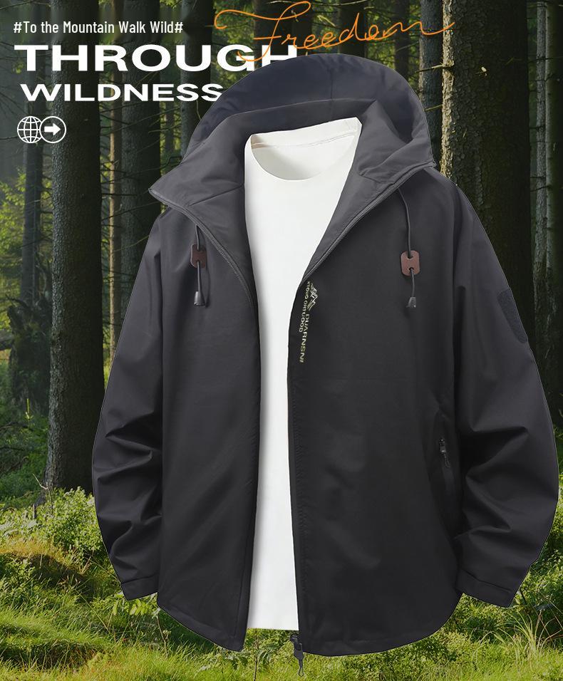 2026 Spring Men's Hooded Windproof Mountaineering Jacket - Trendy Outdoor Casual Workwear Outerwear.