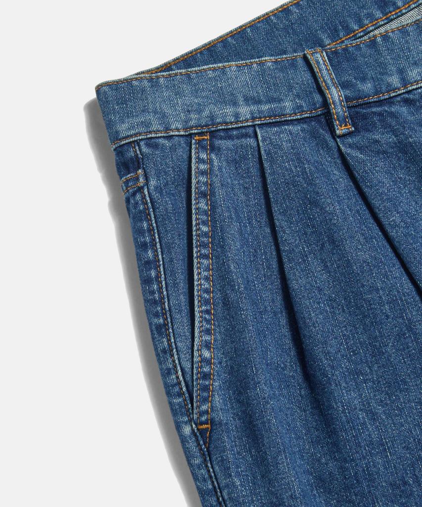 ESPIONAGE Double Pleats Denim Shorts Washed Indigo