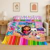 Cartoon Gabby Dollhouse Girl Flannel Blanket Soft Warm Throw Blanket for Bedroom Living Room Bed Travel Camping Picnic Kid