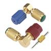 Brass Valve Adapter Kit R12 To R134A Cooling Systems Conversion Kit, 90 Degree Quick Connect Valve For High/Low Pressure