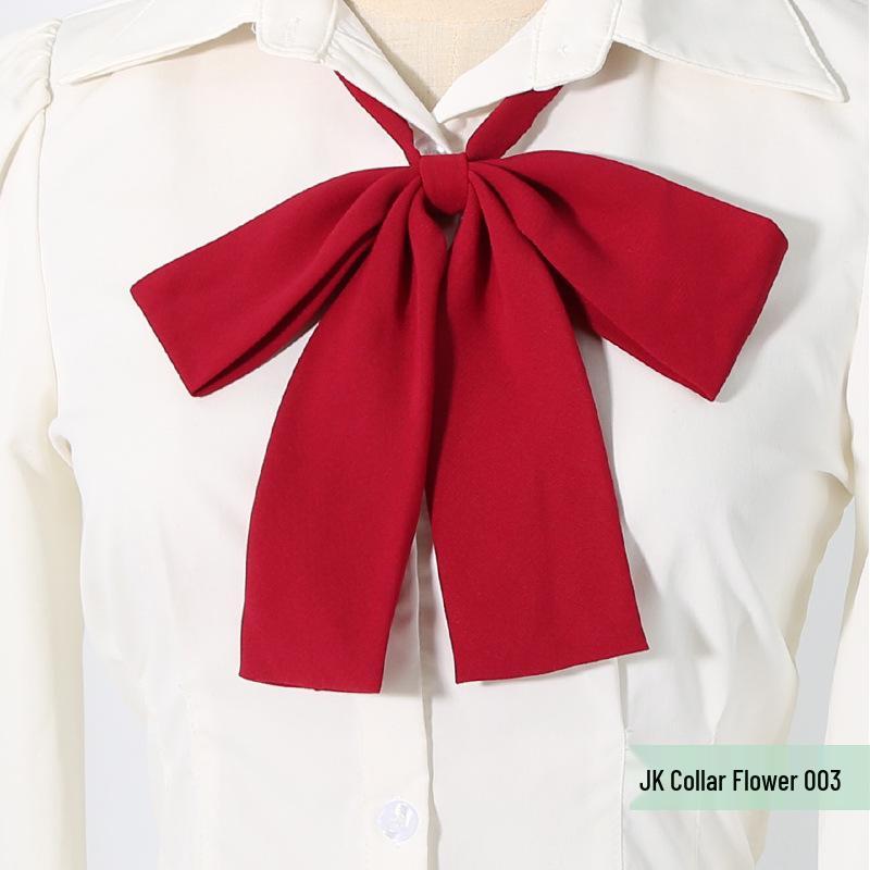 JK School Uniform Sailor Suit Small Long Handle Collar Flower Solid Color Twill Pointed Bow Tie