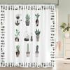 Tropical Plant Cactus Shower Curtain 180Cm *180Cm With Hooks, Floral Waterproof Shower Curtain, Shower Curtains For Bathroom