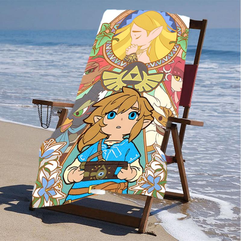 1pc Game Zelda Beach Towel, Beach and Seaside Swimming Pool Equipment, Fashion Pattern, Rectangular, Travel Essentials