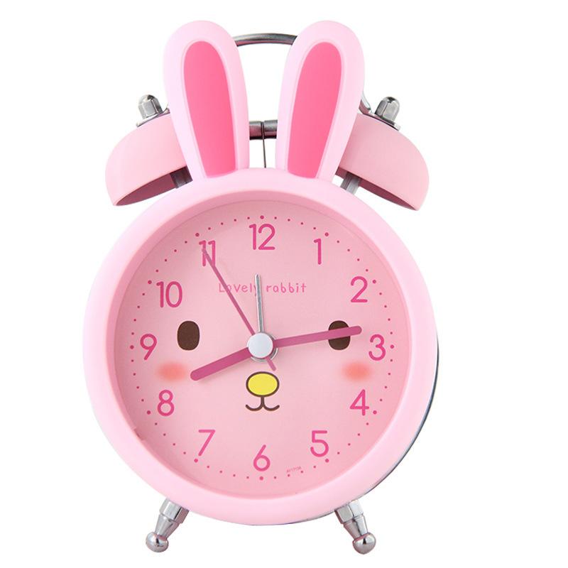 Ringtone Sounds Loudly Children's Bedside Luminous and Silently Cartoon Frosted Rabbit Ringing Alarm Clock When Walking on The Bedside