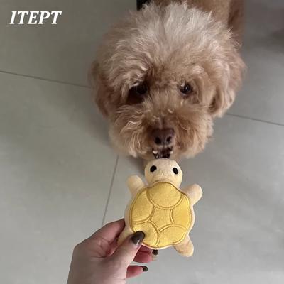 Small Dog Toy Mini Turtle Plush Chew Toy for Self-entertainment, Durable Biting, Dental Health Safe, and Fun Play.