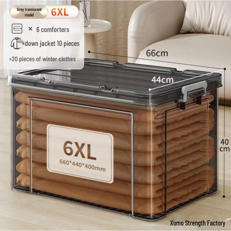 Large Capacity Transparent Plastic Storage Box for Clothes & Snacks - Orange