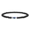 Geometric Mens Handmade Black Glass Lava Rock Beaded Bracelet For Gift