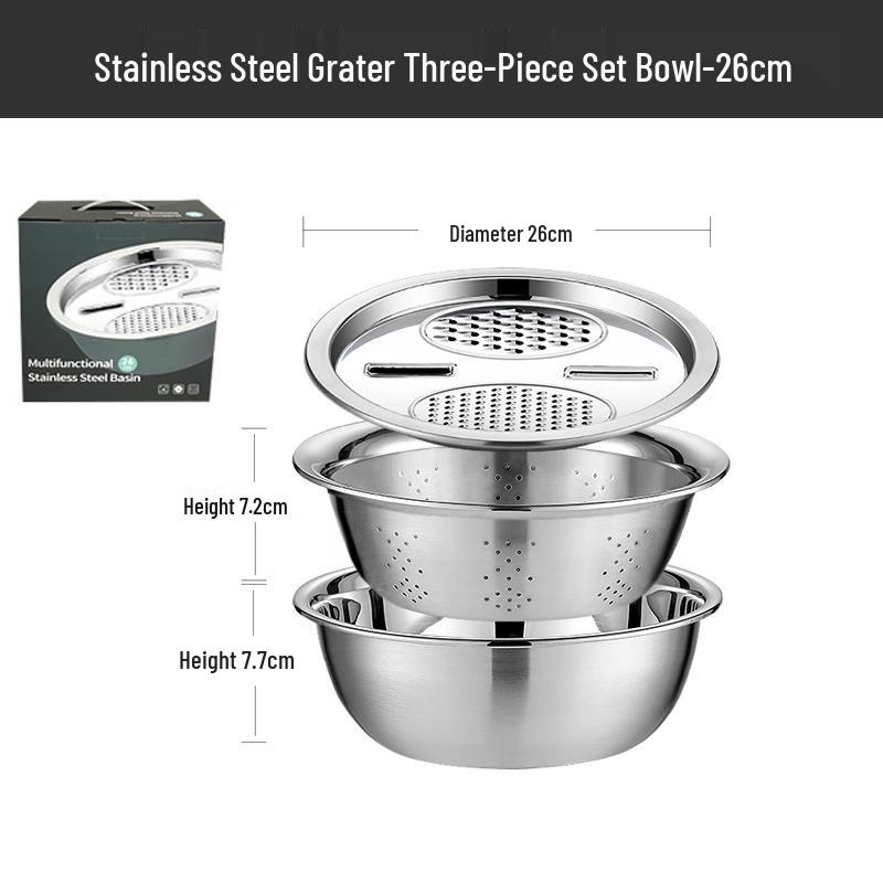 

Stainless Steel Multi-function Kitchen Grater & Drain Basin Set